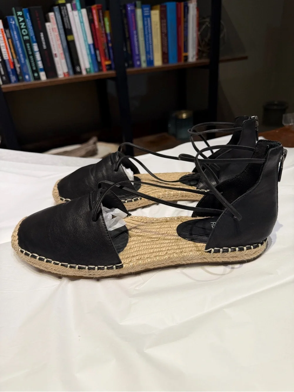 Eileen Fisher Black Lace-Up Espadrille Flats - Women's 8.5 Quiet Luxury